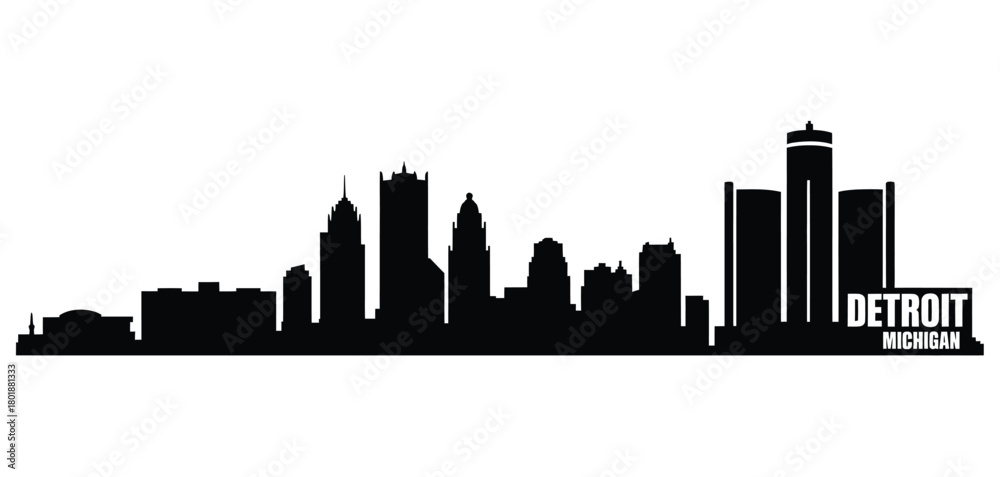 Fototapeta premium Detroit skyline silhouette with city name