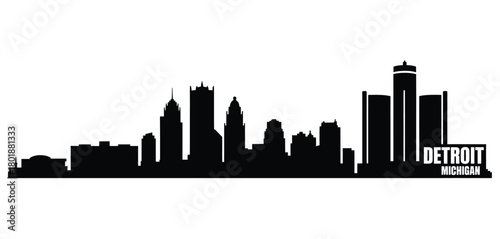 Detroit skyline silhouette with city name