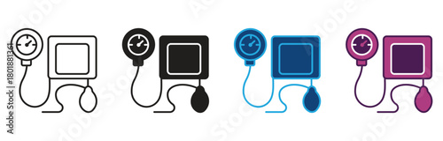 Sphygmomanometer icon set. blood  pressure high or low icon, vector illustration.