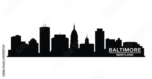 Baltimore maryland skyline silhouette black and white
