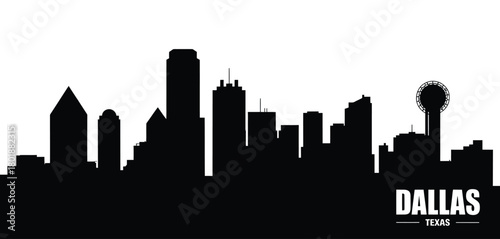 Dallas texas skyline silhouette at night