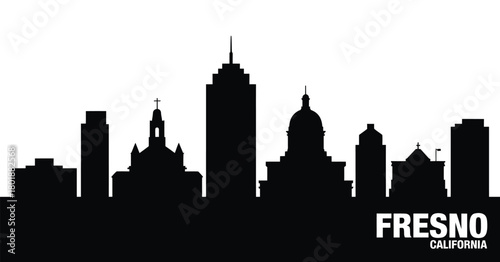 Fresno california cityscape silhouette with prominent buildings
