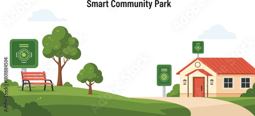 Smart community park with green technology and modern amenities