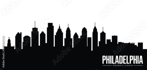Black silhouette of the philadelphia skyline with city name