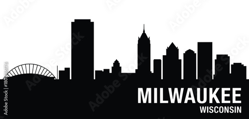 Milwaukee wisconsin skyline silhouette with famous landmarks