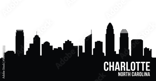 Charlotte north carolina skyline silhouette black and white