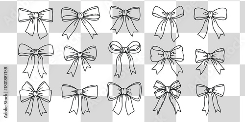 Charming hand drawn bow collection adds festive flair to any design project instantly