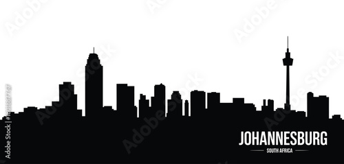 Johannesburg city skyline silhouette against a white background