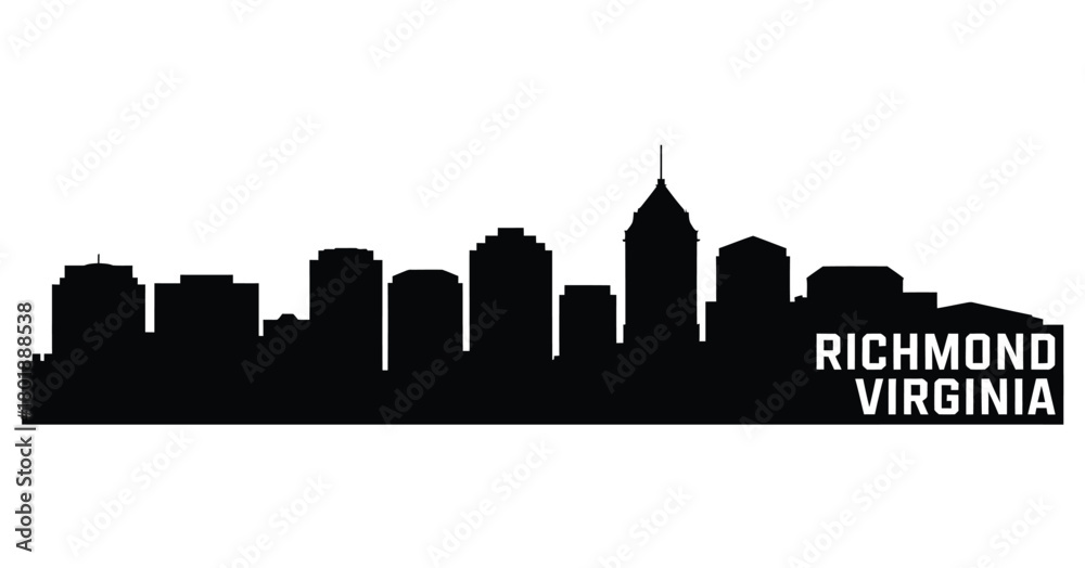 Naklejka premium Richmond virginia skyline silhouette black and white