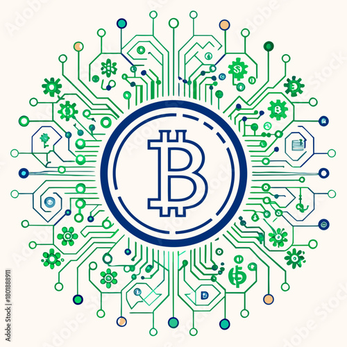 Bitcoin's futuristic network: A digital currency revolution with integrated technology, symbolizing innovation, financial freedom, and cutting-edge design