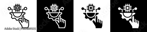 Digital Transformation Icon Set In Black And White Filled Style Collection