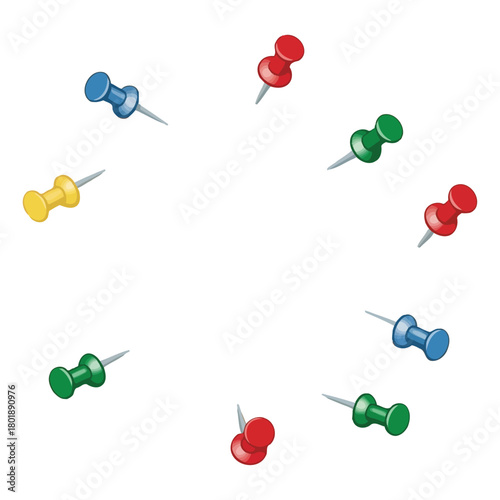 Blue 3D push pins used as colorful decoration in a simple design