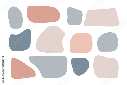 Abstract boho shapes, trendy modern organic stains silhouettes, nature simple aesthetic elements. Modern contemporary collage, various cute blobs. Isolated. Vector illustration.