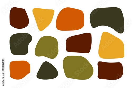 Abstract boho shapes, trendy modern organic stains silhouettes, nature simple aesthetic elements. Modern contemporary collage, various cute blobs. Isolated. Vector illustration.