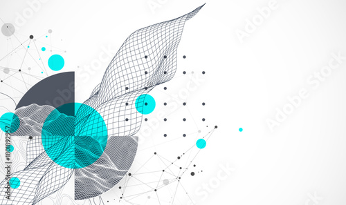 Abstract wireframe background. Modern science or technology art elements. Surface illustration.