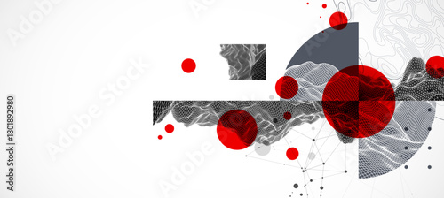 Abstract composition with wireframe art elements. Vector