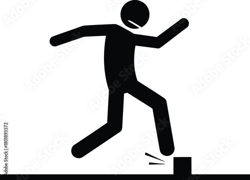 Stick figure tripping stumble hazard accident safety risk danger caution eps silhouette