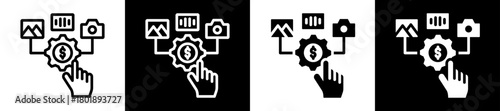 Digital Assets Icon Set In Black And White Filled Style Collection