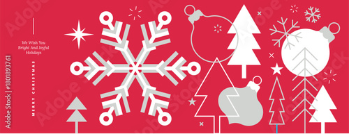 Merry Christmas and Happy New Year. Vector illustration for website banner, social media banner, greeting card, posters, covers, business and marketing material.