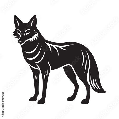 Coyote silhouette black vector icon
