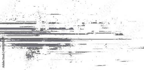 Abstract distressed horizontal grey lines and speckles on white background texture grunge