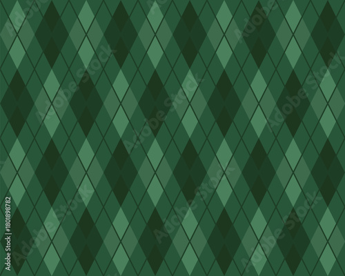 Argyle pattern in Green. Seamless geometric vector illustration for Christmas background, gift card, wrapping paper, wallpaper, jumper, socks, scarf, modern fashion textile