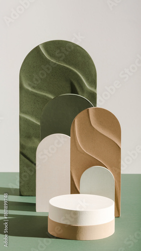 Minimalist Natural Podium with Curved Textured Panels