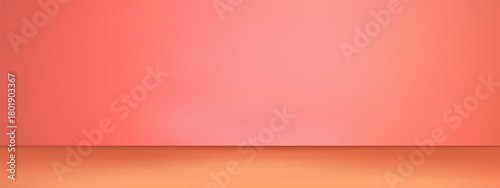 Abstract orange gradient podium background, minimal empty 3D studio backdrop, clean scene for product presentation mockup template.