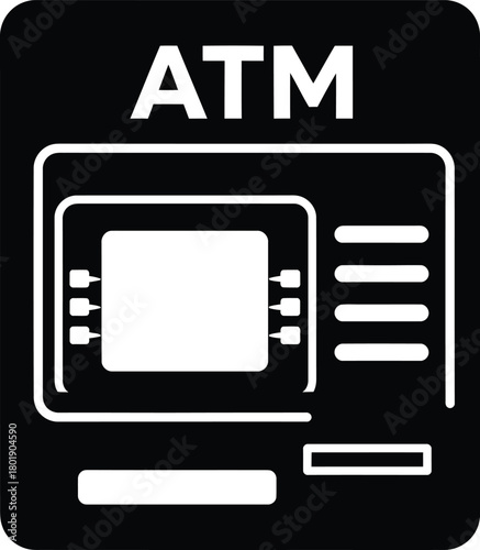 Atm machine vector icon illustration automated teller machine design black eps silhouette