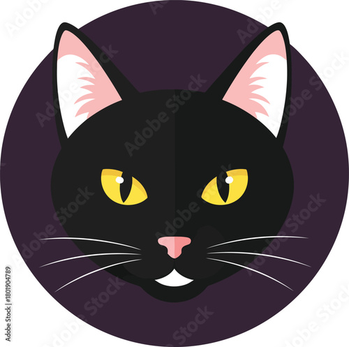 Black cat face cartoon vector illustration halloween pet animal art eps silhouette