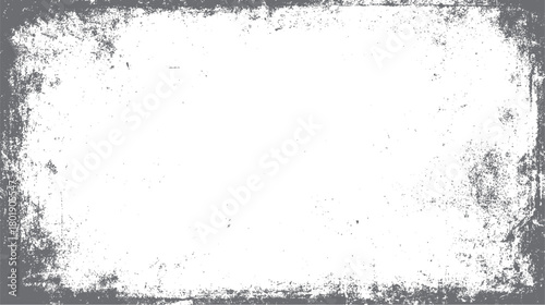 Distressed grunge border texture with scattered speckles and rough edges on white background vector