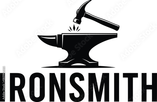 Ironsmith blacksmith anvil hammer forging metalwork logo design vector art eps silhouette