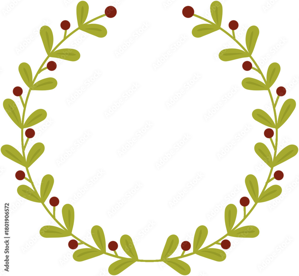 Fototapeta premium Christmas wreath with holy berries