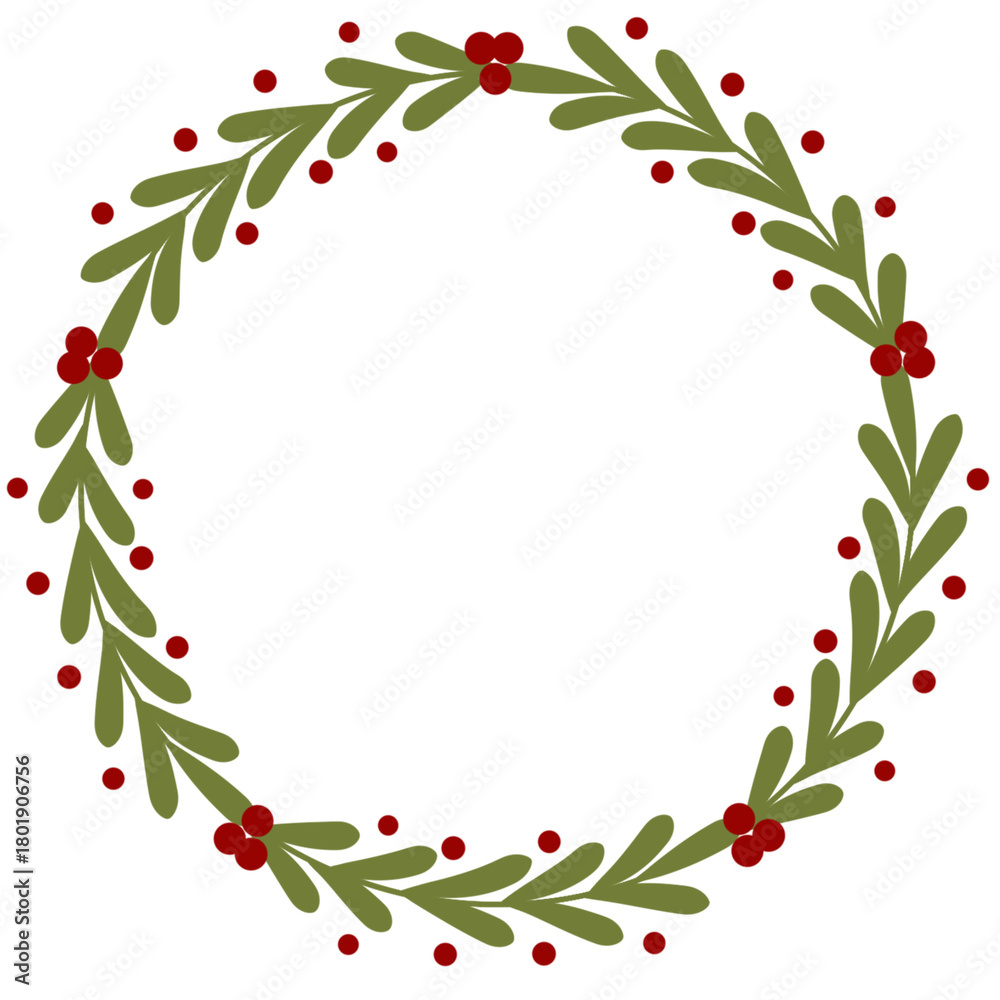Fototapeta premium Christmas wreath with holy berries