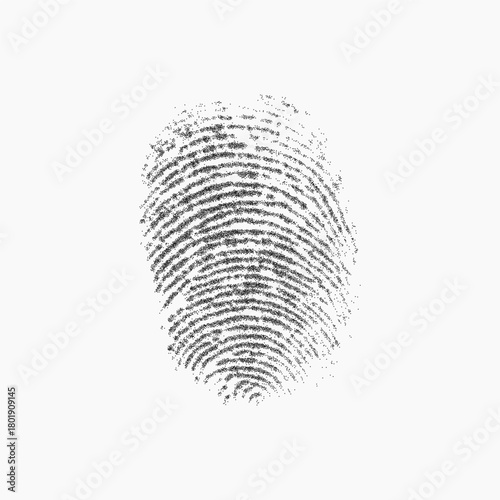 Dark fingerprint. Handdrawn shape with soft threshold faded dust and rough paper grain. Grit scratches and speckled ink blend into the worn texture.