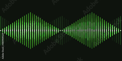 Abstract green sound wave visualization with diamond shapes on a dark background
