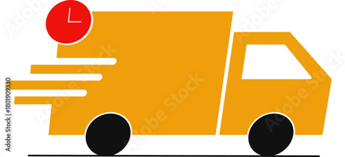 Fast Delivery Truck Vector Icon, Express Logistics Symbol for On-Time Courier Service