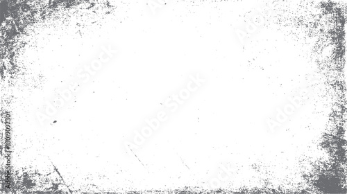 Grey distressed grunge texture overlay with scattered dust particles and rough edges on a white background