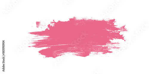 Pink paint brush stroke texture with rough edges and distressed marks on a white background vector