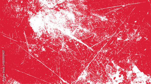 Red and white distressed textured background with scratches and grunge elements vector