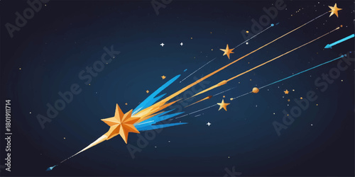 Abstract blue starry night sky background illustration with bright light and sparkle design