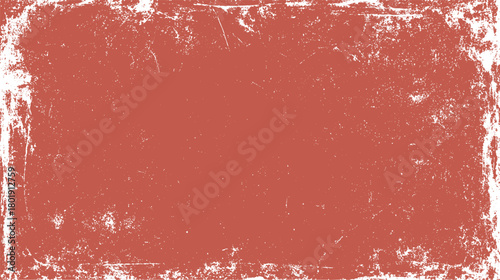Terracotta colored textured background with distressed white grunge edges and subtle scratches vector