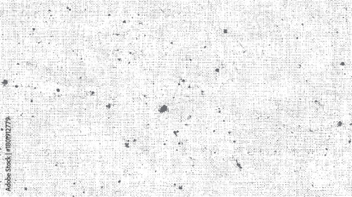 Seamless textured background with scattered dark gray dots and lines on white canvas fabric pattern