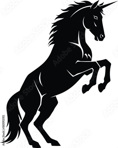 Unicorn silhouette vector graphic rearing horse mythical creature art eps