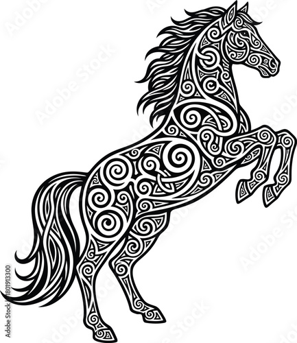 Celtic horse vector illustration black and white tribal horse design eps silhouette