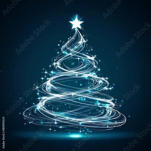abstract christmas tree with stars