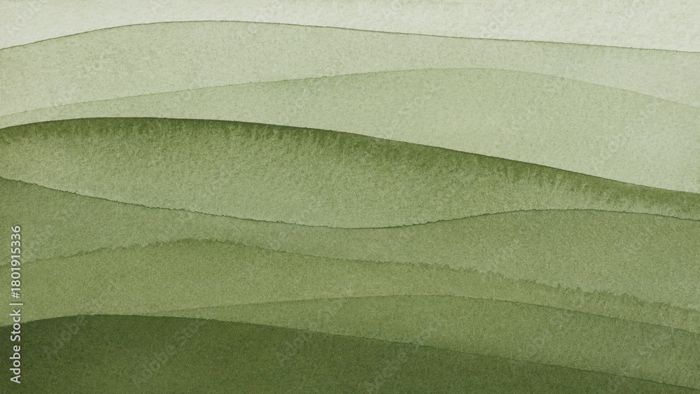 Naklejka premium Abstract art hand drawn watercolor solid green turquoise azure sea water wavy background on textured watercolor paper for wallpaper banner template page design.