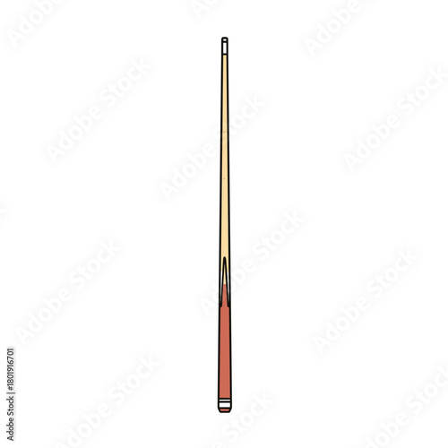Single pool cue stick with a red tip in a simple and minimalist style