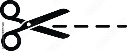 Scissors cutting line vector illustration cut here icon black symbol eps silhouette