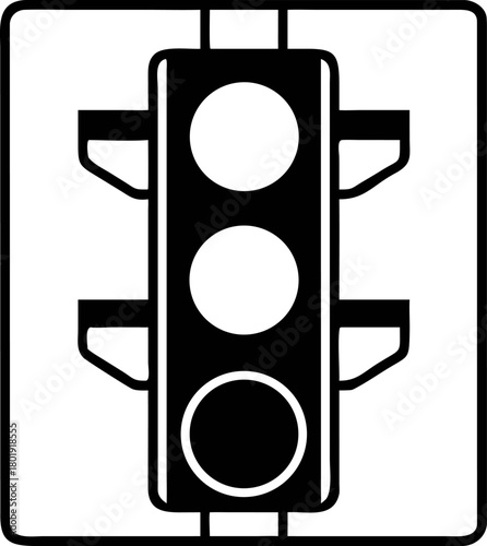 Bold Simplified Vector Traffic Light Icon Essential Urban Roadway Signal for Smooth Intersection Navigation and Safety Control
